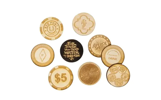100 Custom Wood Poker Chips - 1 Side Imprint