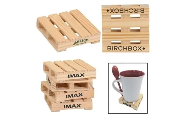 100 Customized 3 Square Mini Pallet Wood Coaster - Handcrafted