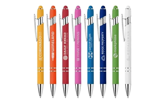 100 Customized Ellipse Softy Brights Gel Pen W Stylus - Aluminum &
