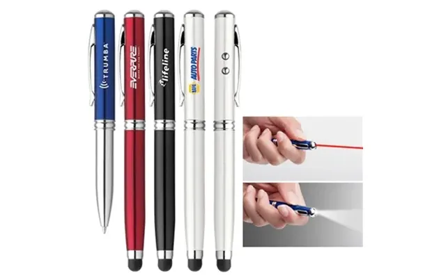 100 Promotional Atlas Laser Stylus Flashlight Pen - Metallic & 