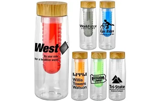100 Promotional Bamboo Pattern 25 Oz Clear Contour Bottle With 