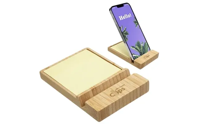 100 Promotional Bamboo Sticky Note Dispenser With Phone Holder - 