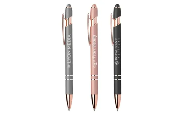 100 Promotional Ellipse Softy Rose Gold Metallic W Stylus - Laser 