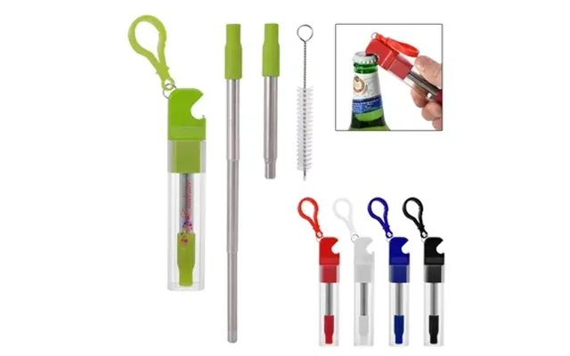 100 Promotional Straw Kit With Bottle Opener - Stainless Steel & 