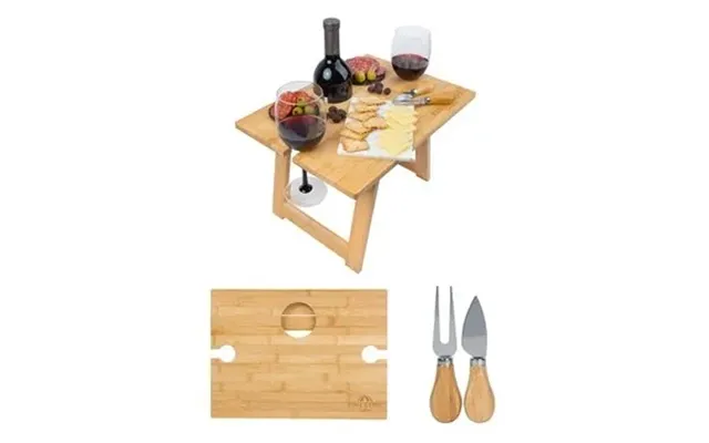 12 Promotional Everett Bamboo Wine & Cheese Table - Collapsible & 