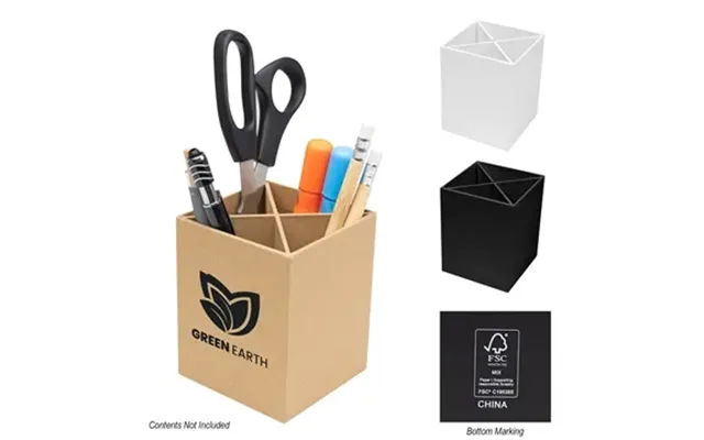 150 Promotional 4 Compartment Pen & Pencil Cup - Fsc Certified & 