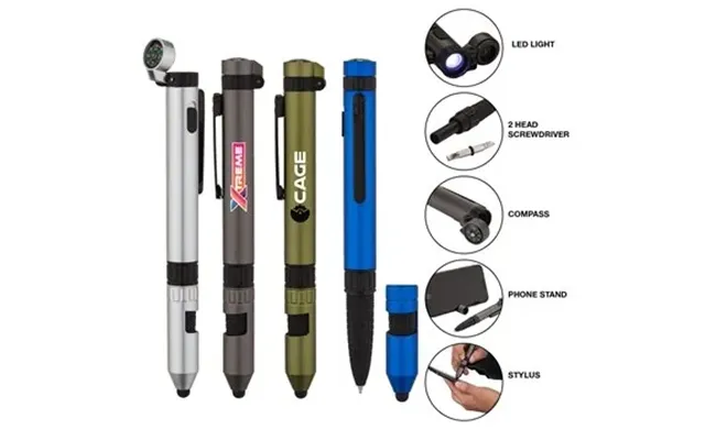 200 Custom Rainier Utility Pen W Stylus - 7-in-1 Multi-tool