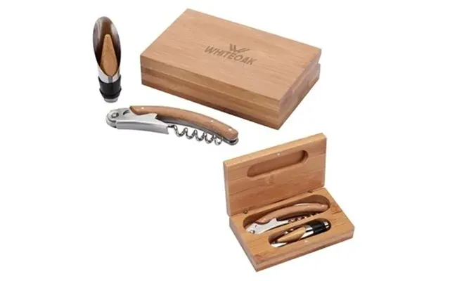 25 Custom Bel Vino 2-piece Bamboo Wine Set - Stainless Steel
