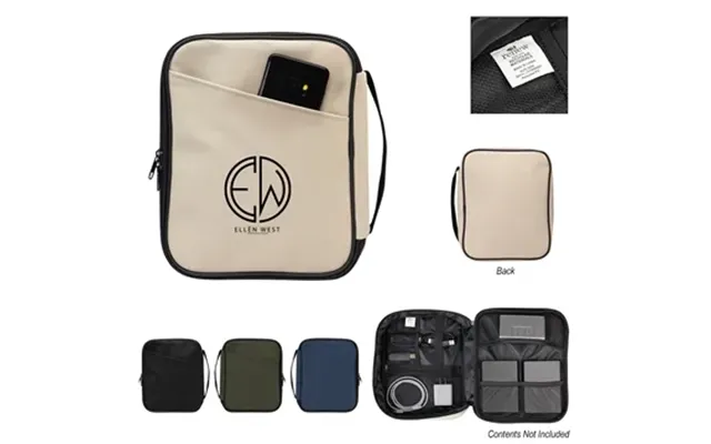 25 Custom Hudson Recycled Leatherette Tech Organizer - Rpet 
