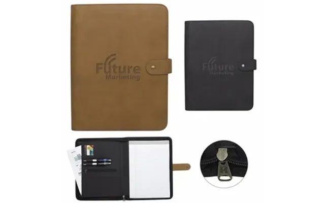 25 Custom Kapston Natisino Zippered Padfolio - Leatherette & 