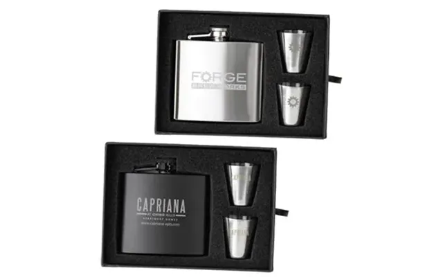 25 Custom The Duncan Flask And Shot Glass Gift Set - Stainless 