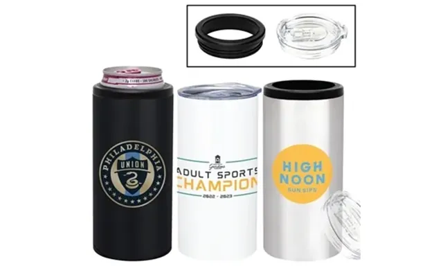 25 Customized Skinny Slim 2 In 1 Vacuum Insulated Can Holder And 