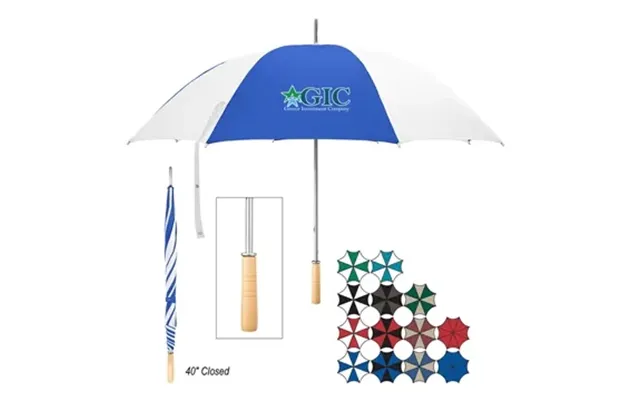 25 Promotional 60 Arc Golf Umbrella - Aluminum Frame & Wood Grip