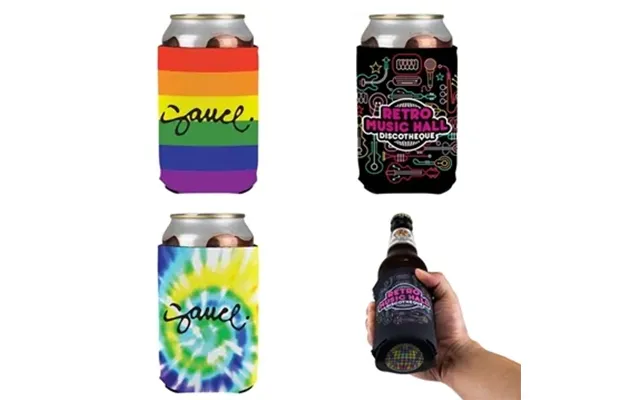 250 Custom Full Color Neoprene Can Holder - Collapsible & Water 