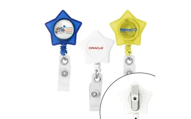 250 Custom Star-shaped Retractable Badge Holder - 30 Inch & Metal 