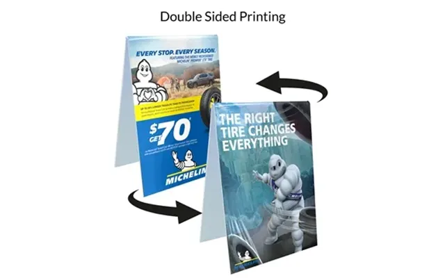 250 Customized 4 X 5.75 Plastic Table Tent Sign - Self-standing