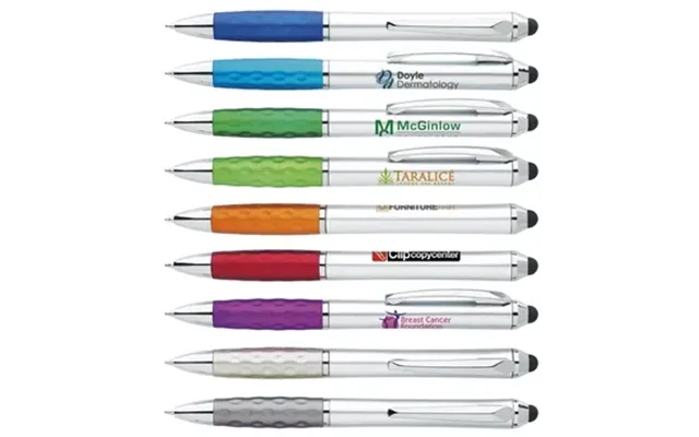 250 Customized Tev Silver Stylus Pen - Metallic & Dimpled Grip
