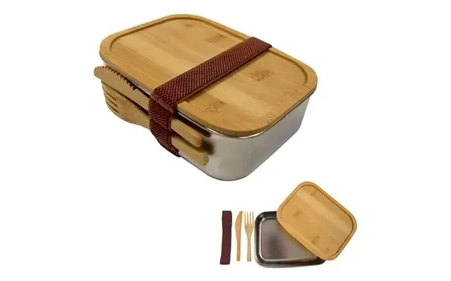 30 Promotional Sophisticate Stainless & Bamboo Bento Box - Bpa 
