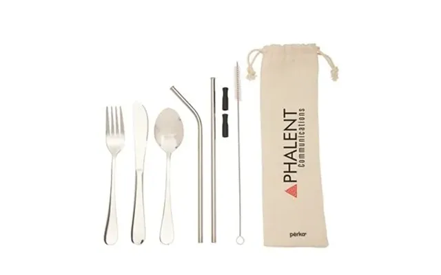 48 Customized Perka Castellana 6-piece Steel Straw & Utensil Set - 
