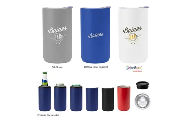 50 Custom 12 Oz. 4-in-1 Double Walled Can Cooler - Stainless Steel