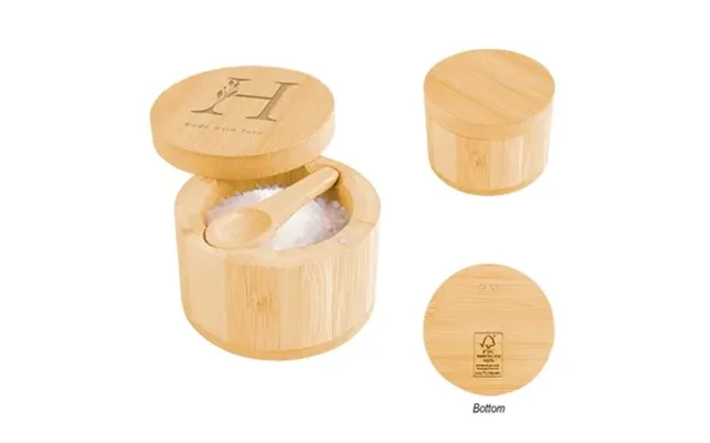 50 Custom Bamboo Salt Cellar - Fsc Certified & Magnetic Swivel Lid
