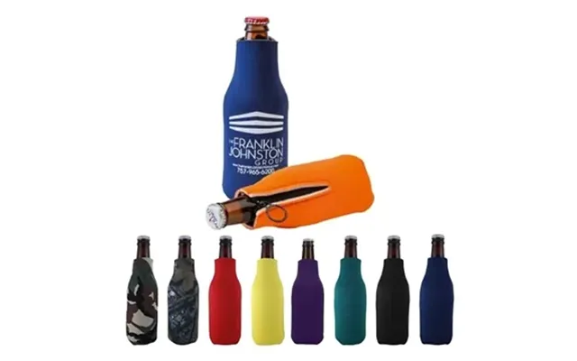 50 Custom Foamzone Zippered Bottle Cooler - Collapsible