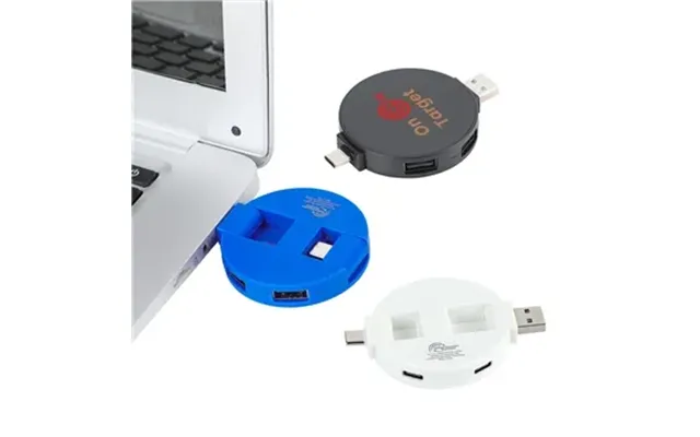 50 Custom Quad 4-port Usb-c & Usb-a Hub With Recycled Abs Case -
