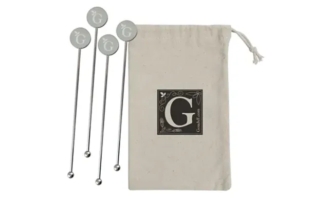 50 Custom Stainless Steel Cocktail Stirrers Set - Cotton Pouch