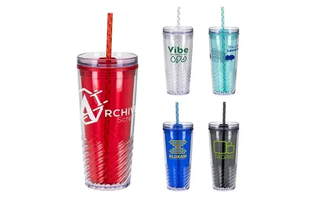 50 Promotional Clio 20 Oz 2-in-1 Recycled Acrylic Straw Tumbler - 