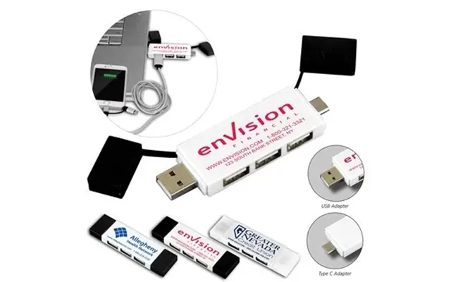 75 Promotional Freedom 2-in-1 3 Port Mini Usb Hub With Type A & 
