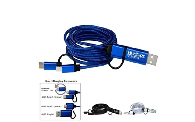 75 Promotional Oslo 5-in-1 Braided 6 Ft. Long Charging Cable - 