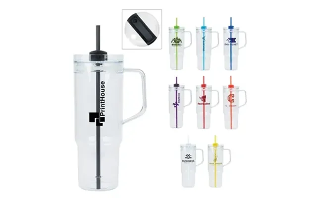 96 Custom Oliver 40 Oz Clear As Travel Mug - Cup Holder Compatible 