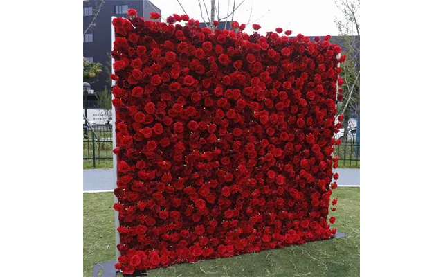 Aperturee Artificial Red Floral Wall For Wedding Party Decor - 4 X 8 Ft 1