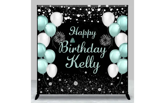 Aperturee Balloons Sparkle Custom Name Happy Birthday Backdrop - Aperturee