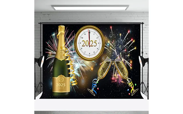 Aperturee Blue Glitter Diamond 2025 Happy New Year Backdrop - Aperturee