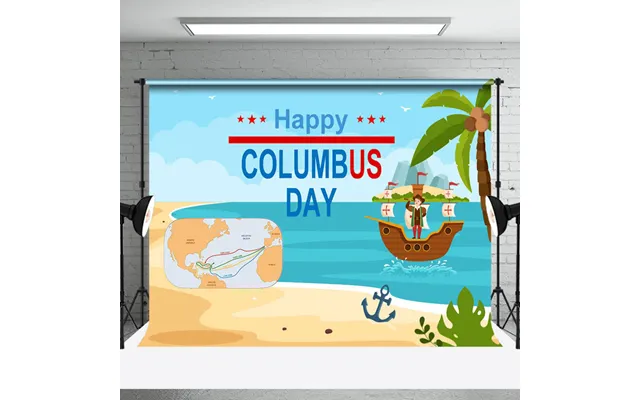 Aperturee Blue Sea Navigation Happy Columbus Day Backdrop - Aperturee