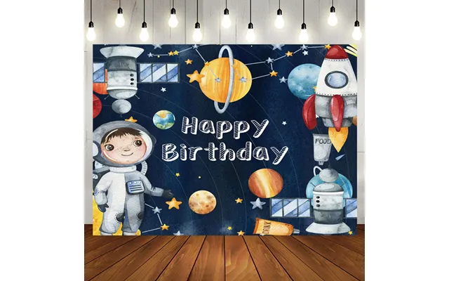 Aperturee Cartoon Space Cosmonaut Rocket Birthday Backdrop - Aperturee