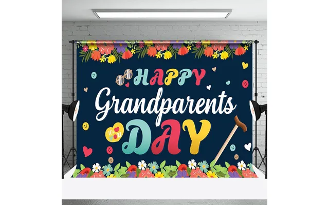 Aperturee Colorful Floral Heart Happy Grandparents Day Backdrop - Aperturee