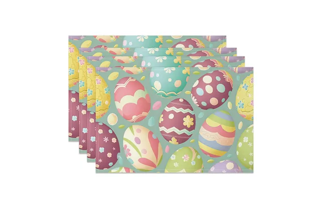 Aperturee Colorful Printed Eggs Leaf Easter Set Of 4 Placemats - 14x12 Inch