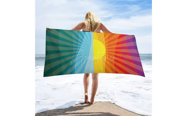 Aperturee Colorful Rainbow Sunrise Custom Name Beach Towel - 22x42in 55x105cm