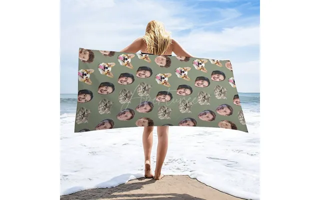 Aperturee Custom Pet Family Head Photo Beach Towel For Summer - 22x42in 55x105cm