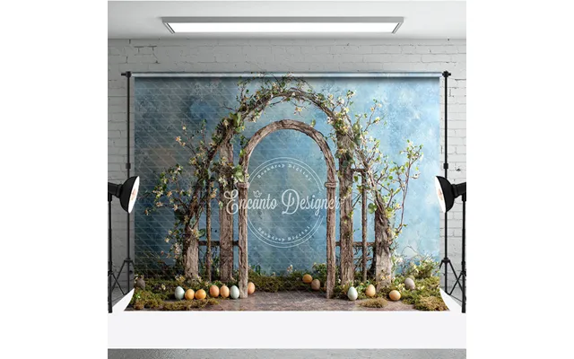Aperturee Easter Arch Backdrop - Rustic Spring Floral Wood Gate And Colorful Eggs Garden Photography Background Prop