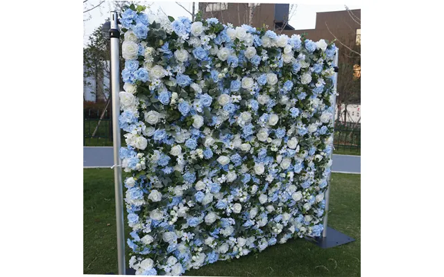 Aperturee Elegant Faux Blue Rose Wedding Floral Backdrop Decor - 4 X 8 Ft 1