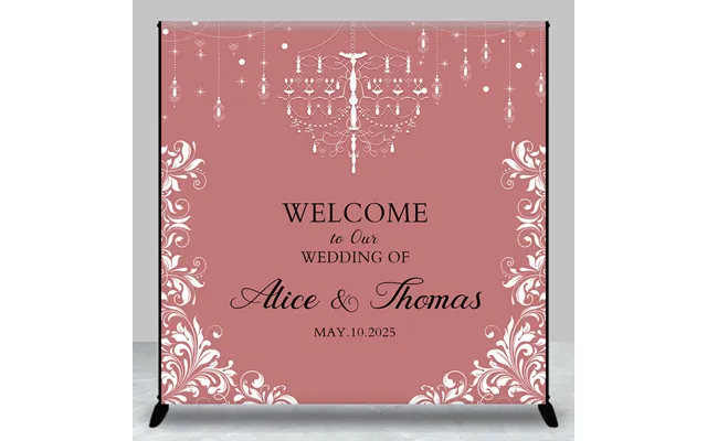 Aperturee Elegant Pink White Custom Name Backdrop For Wedding - Aperturee