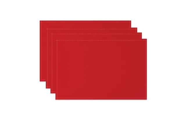 Aperturee Festive Red Solid Color Dining Set Of 4 Placemats - 14x12 Inch