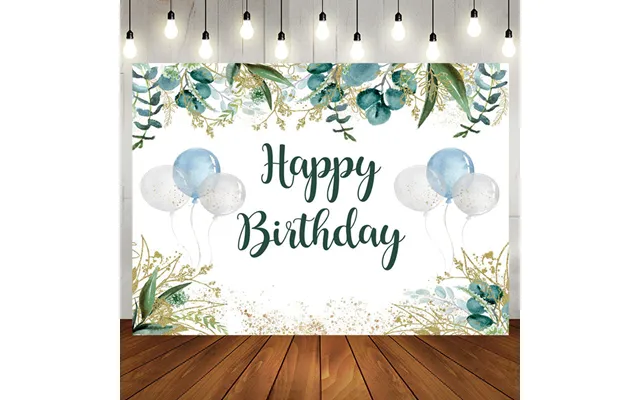 Aperturee Fresh Green Gold Balloon Happy Birthday Backdrop - Aperturee