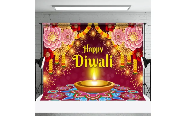 Aperturee Fuchsia Mandala Elephant Oil Lamp Diwali Backdrop - Aperturee
