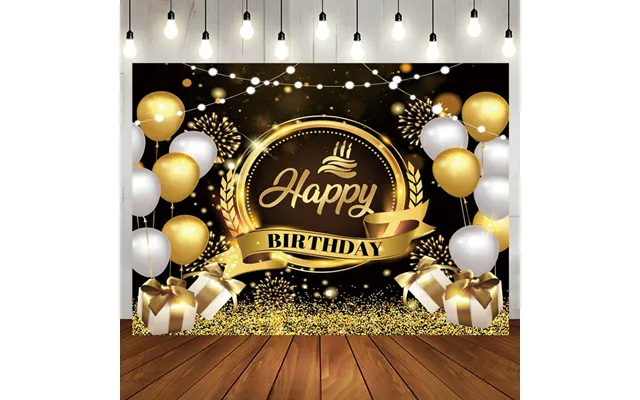 Aperturee Gold Glitter Balloons Crown Happy Birthday Backdrop - Aperturee