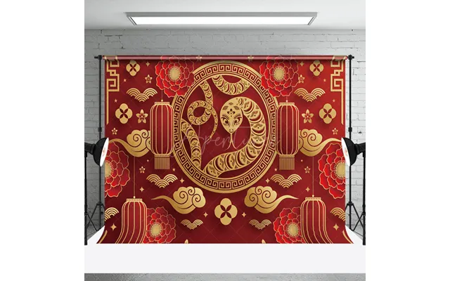 Aperturee Gold Snake Red Lantern Chinese New Year Backdrop - Aperturee