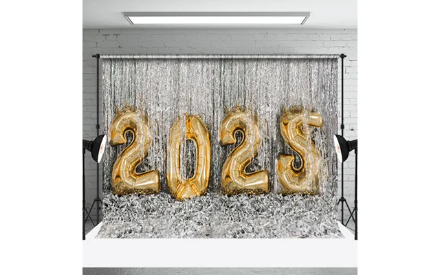 Aperturee Golden Ribbon Celebrate 2025 Happy New Year Backdrop - Aperturee